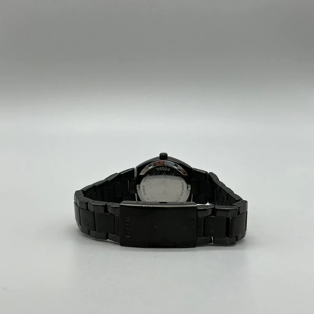 Fossil Womens Watch 28mm Black Dial Stainless Crystals Date New Battery 6.75